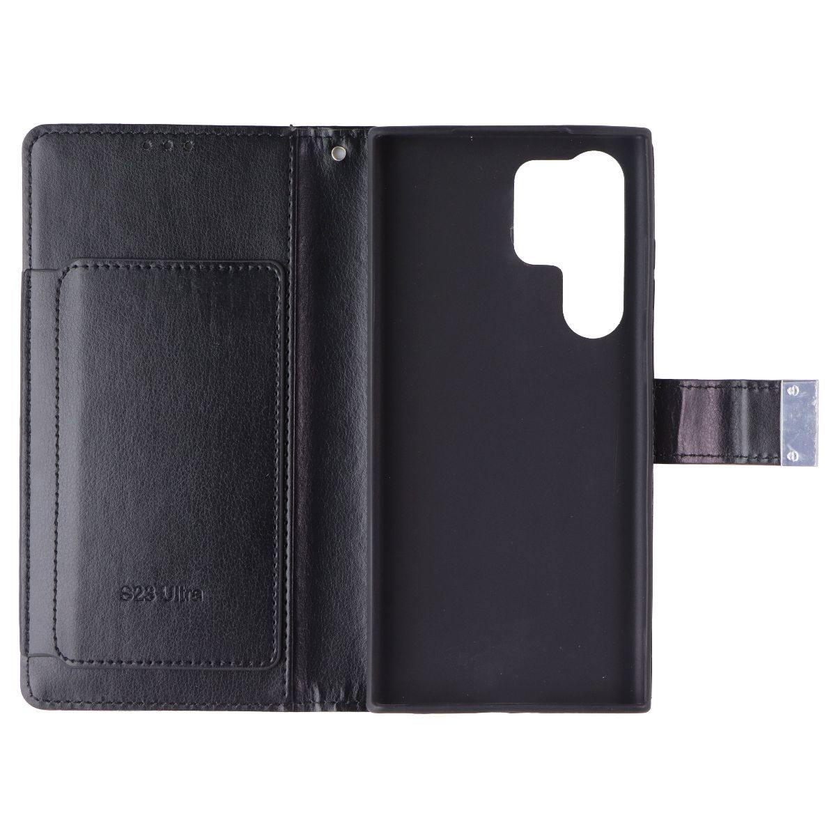 Mybat MyJacket Wallet Case for Samsung Galaxy S23 Ultra - Black Leather Cell Phone - Cases, Covers & Skins MyBat - Simple Cell Bulk Wholesale Pricing - USA Seller