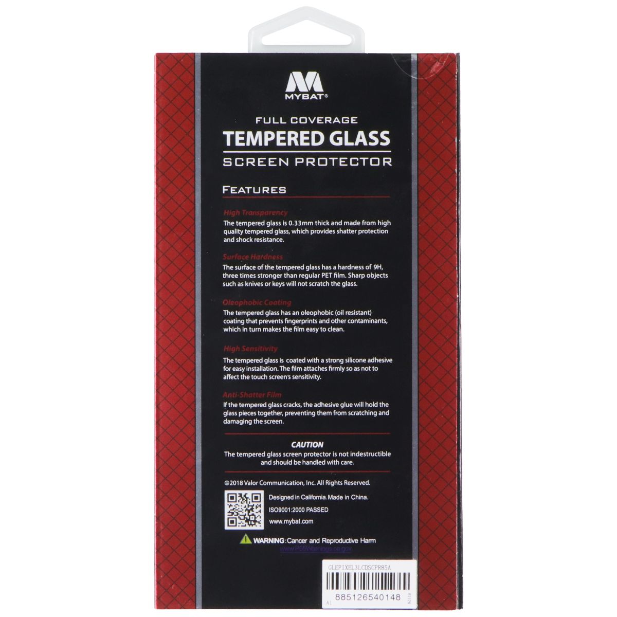 MyBat Full Coverage 9H Tempered Glass Screen Protector for Google Pixel 3 Cell Phone - Screen Protectors MyBat - Simple Cell Bulk Wholesale Pricing - USA Seller