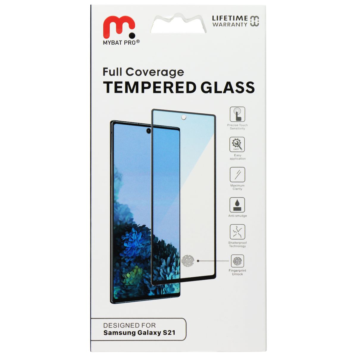 MyBat Full Coverage Tempered Glass for Samsung Galaxy S21 - Clear/Black Trim Cell Phone - Screen Protectors MyBat Pro - Simple Cell Bulk Wholesale Pricing - USA Seller