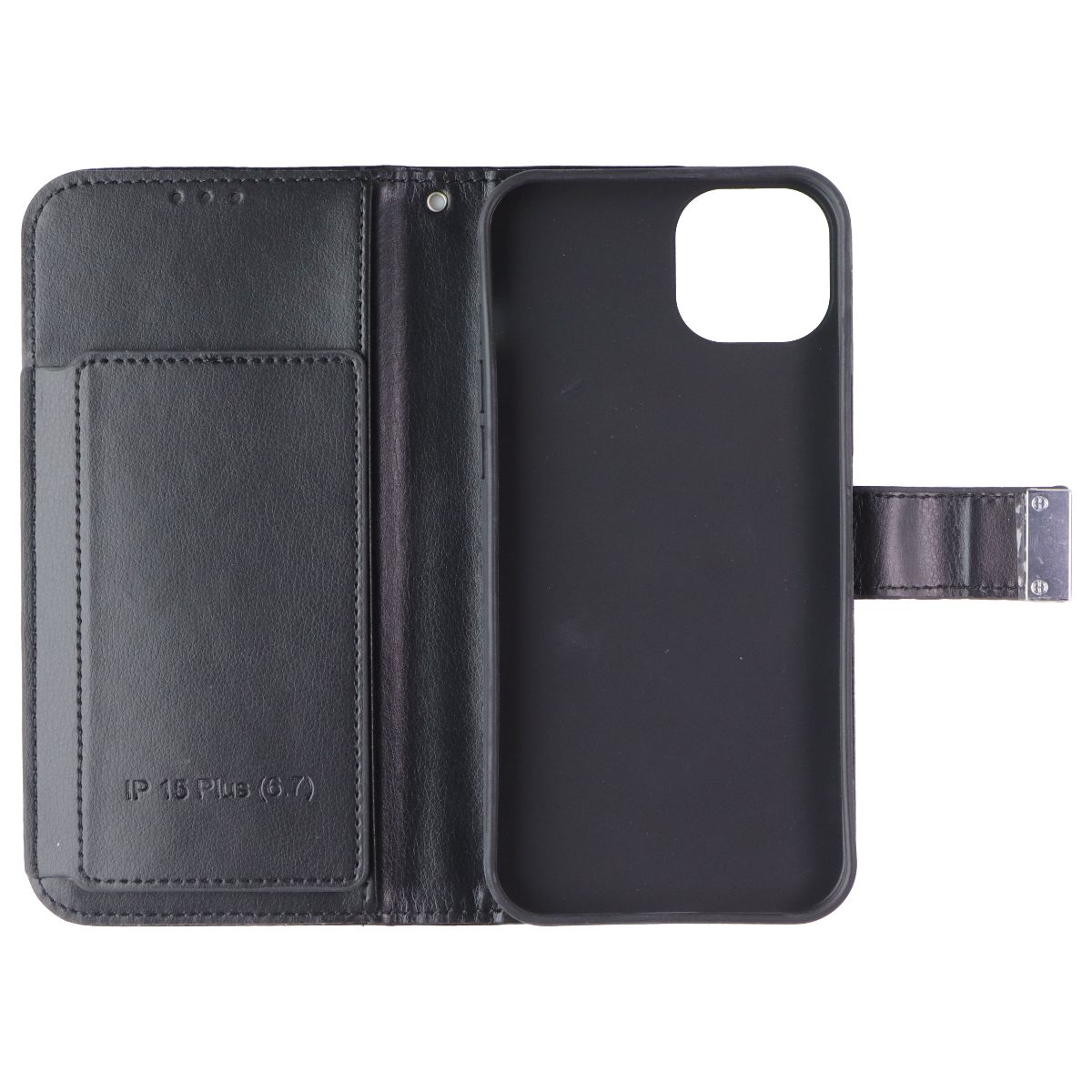 MyBat Xtra Series Folio Wallet Case for Apple iPhone 15 Plus - Black Cell Phone - Cases, Covers & Skins MyBat - Simple Cell Bulk Wholesale Pricing - USA Seller