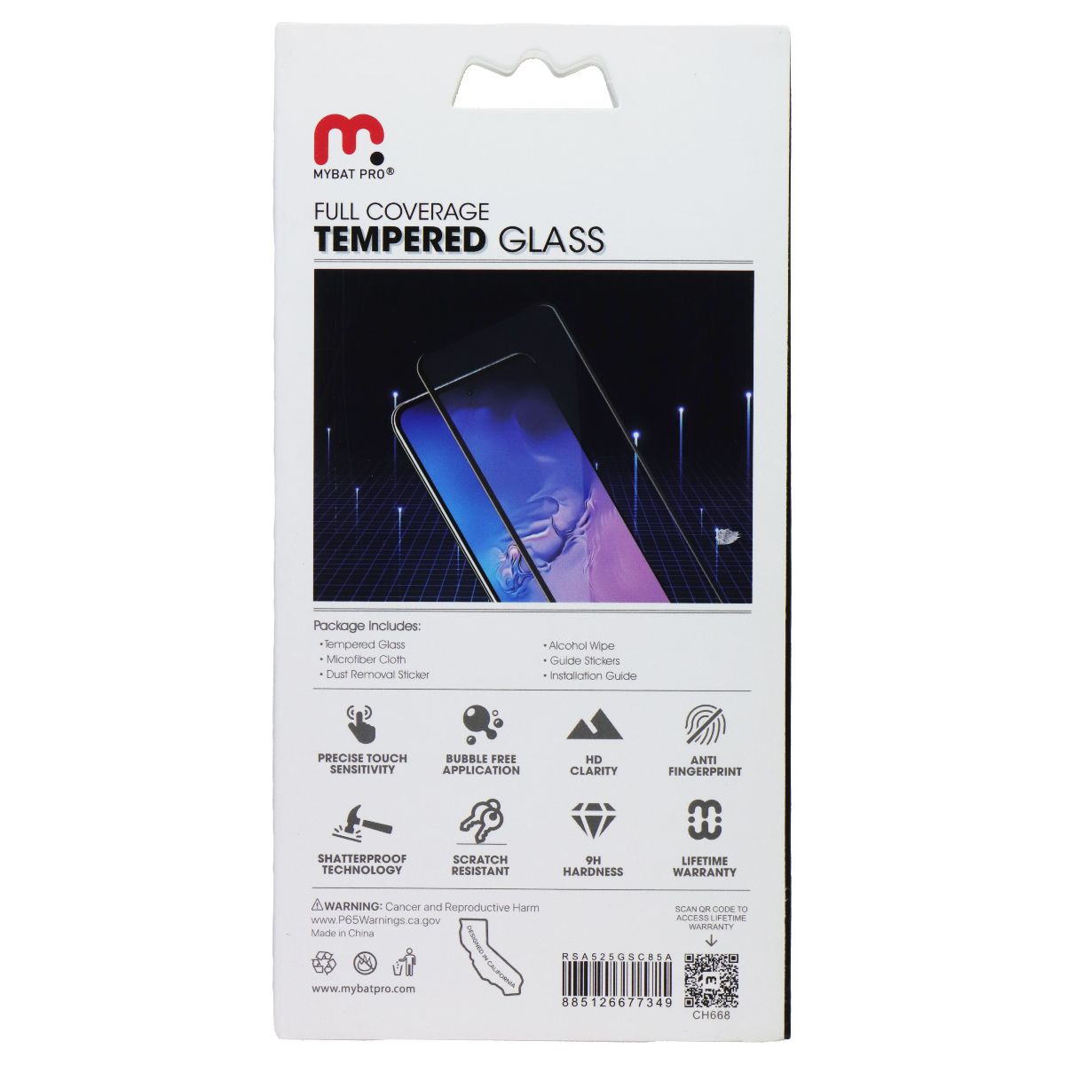 Mybat Pro Full Coverage Tempered Glass for Samsung Galaxy A52 5G Cell Phone - Screen Protectors MyBat Pro - Simple Cell Bulk Wholesale Pricing - USA Seller