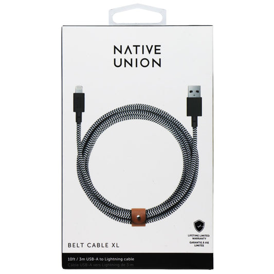 Native Union (BELT-L-ZEB-3-NP) USB-A to Lightning 10Ft Belt Cable XL - Zebra Cell Phone - Cables & Adapters Native Union    - Simple Cell Bulk Wholesale Pricing - USA Seller