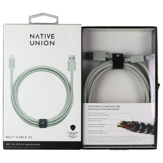 Native Union Belt Cable XL 10FT USB-A to Lightning 8-Pin - Green Cell Phone - Cables & Adapters Native Union    - Simple Cell Bulk Wholesale Pricing - USA Seller