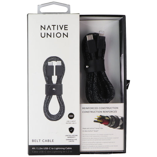 Native Union 4ft USB-C to Lightning 8-Pin Belt Cable - Black Cell Phone - Cables & Adapters Native Union - Simple Cell Bulk Wholesale Pricing - USA Seller