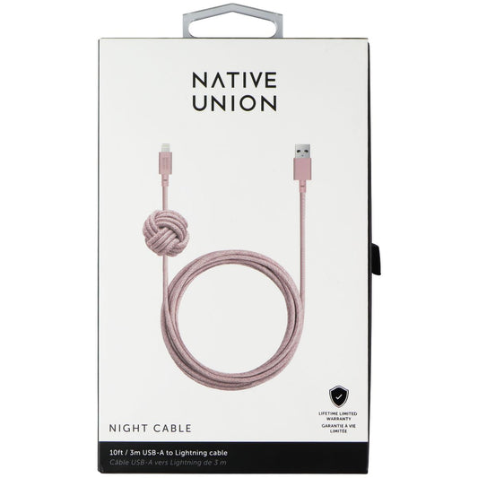 Native Union Night Cable 10FT USB-A to Lightning 8-Pin - Rose Cell Phone - Cables & Adapters Native Union    - Simple Cell Bulk Wholesale Pricing - USA Seller