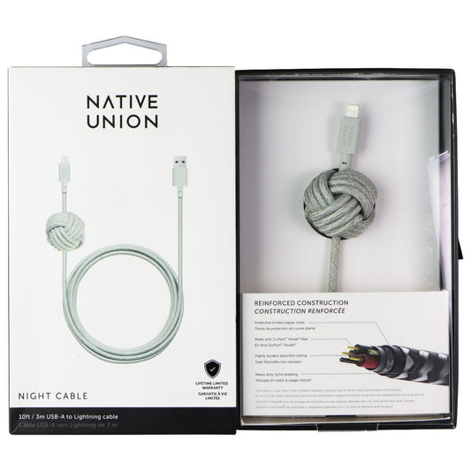 Native Union Night Cable 10FT USB-A to Lightning 8-Pin - Sage Cell Phone - Cables & Adapters Native Union    - Simple Cell Bulk Wholesale Pricing - USA Seller