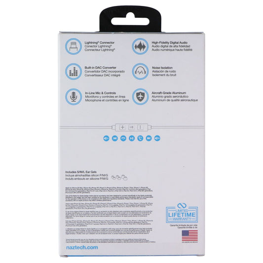 Naztech Platinum In-Ear 8-Pin Wired Earphones with Built-in Mic - Black