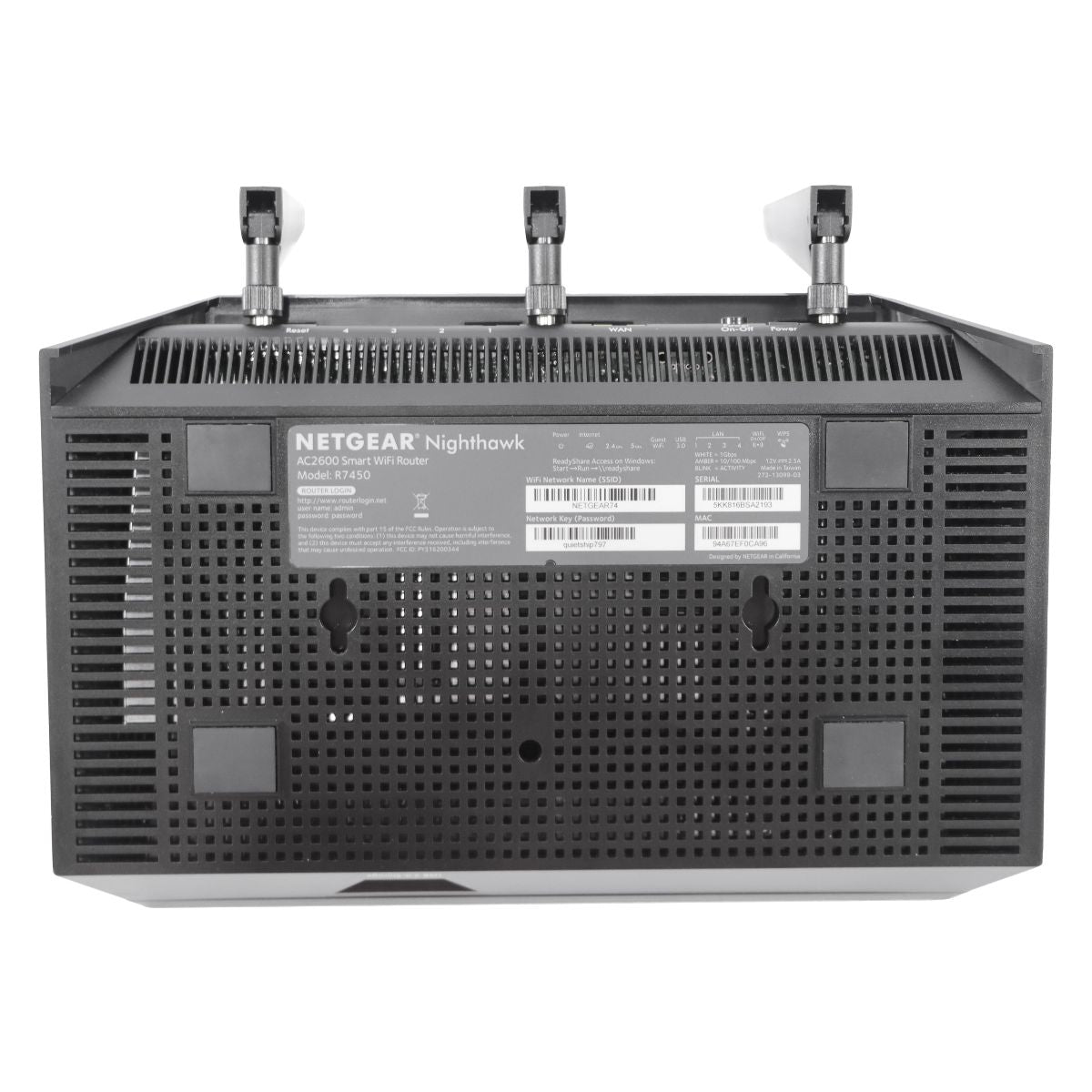 Netgear Nighthawk AC2600 Smart WiFi Router (R7450) - Black Networking - Wireless Wi-Fi Routers Netgear - Simple Cell Bulk Wholesale Pricing - USA Seller