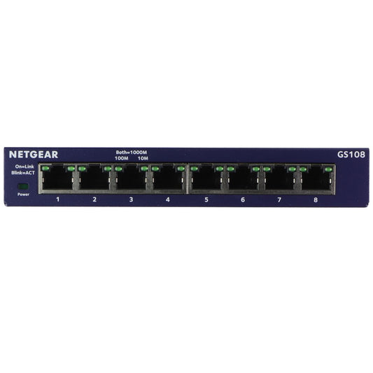 Netgear ProSafe 8-Port Gigabit Ethernet Unmanaged Switch (GS108) - Blue Networking - Network Switches Netgear - Simple Cell Bulk Wholesale Pricing - USA Seller
