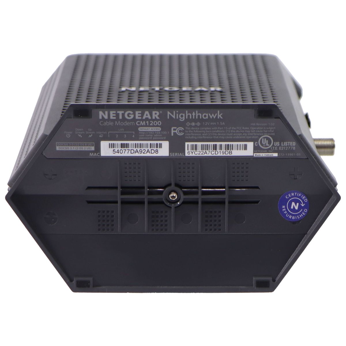 NETGEAR Nighthawk Multi-Gig DOCSIS 3.1 Cable Modem (CM1200) - Black Networking - Modems Netgear - Simple Cell Bulk Wholesale Pricing - USA Seller