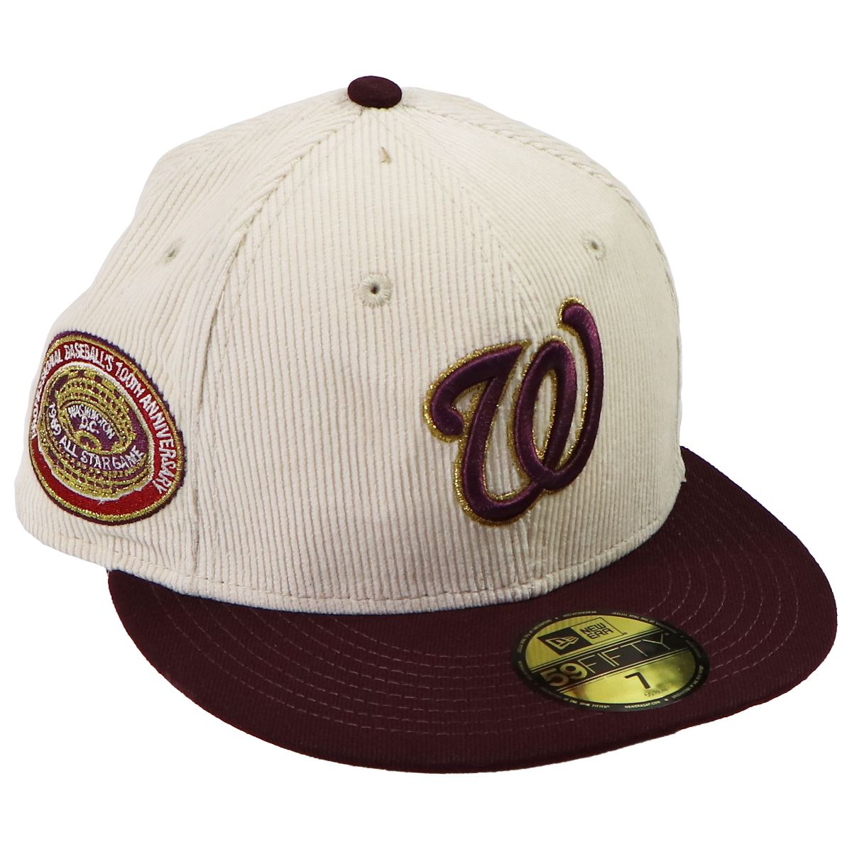 New Era 59FIFTY Washington Nationals MLB Fitted Hat - Size 7 - Ivoire/Maron/Gris Unisex Accessories - Hats New Era    - Simple Cell Bulk Wholesale Pricing - USA Seller