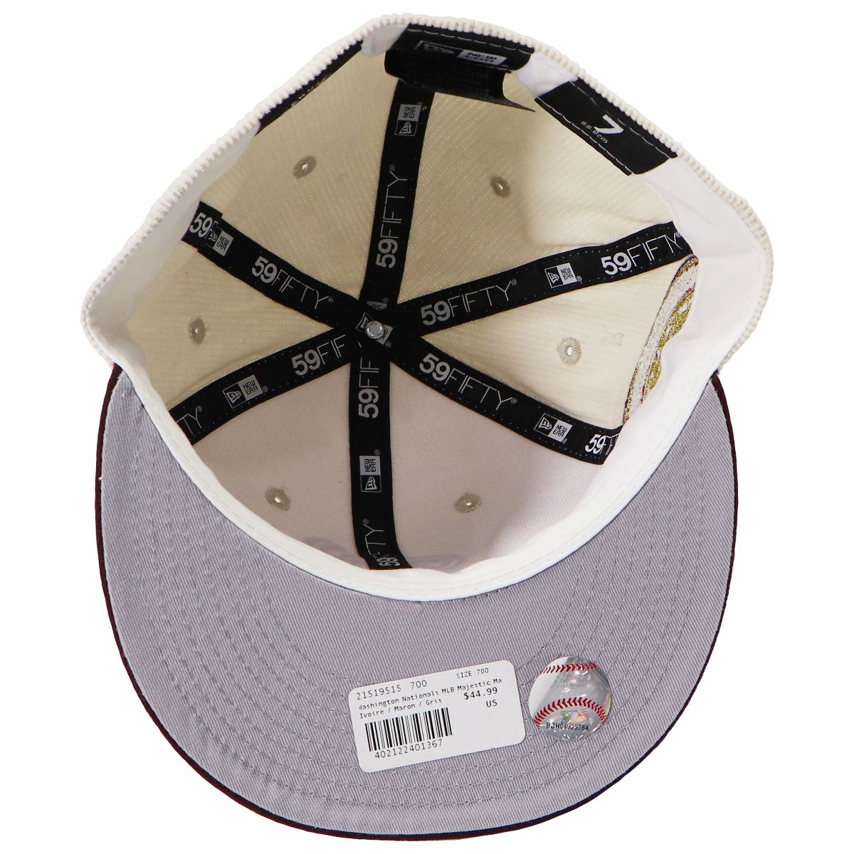 New Era 59FIFTY Washington Nationals MLB Fitted Hat - Size 7 - Ivoire/Maron/Gris Other Sporting Goods New Era - Simple Cell Bulk Wholesale Pricing - USA Seller