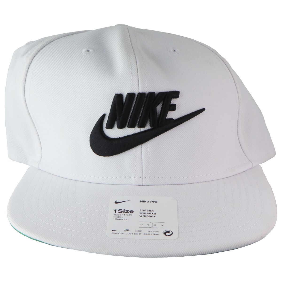 Nike Pro Futura Snapback Hat - ONE SIZE - White/Pine Green/Black (891284-100) Unisex Accessories - Hats Nike - Simple Cell Bulk Wholesale Pricing - USA Seller