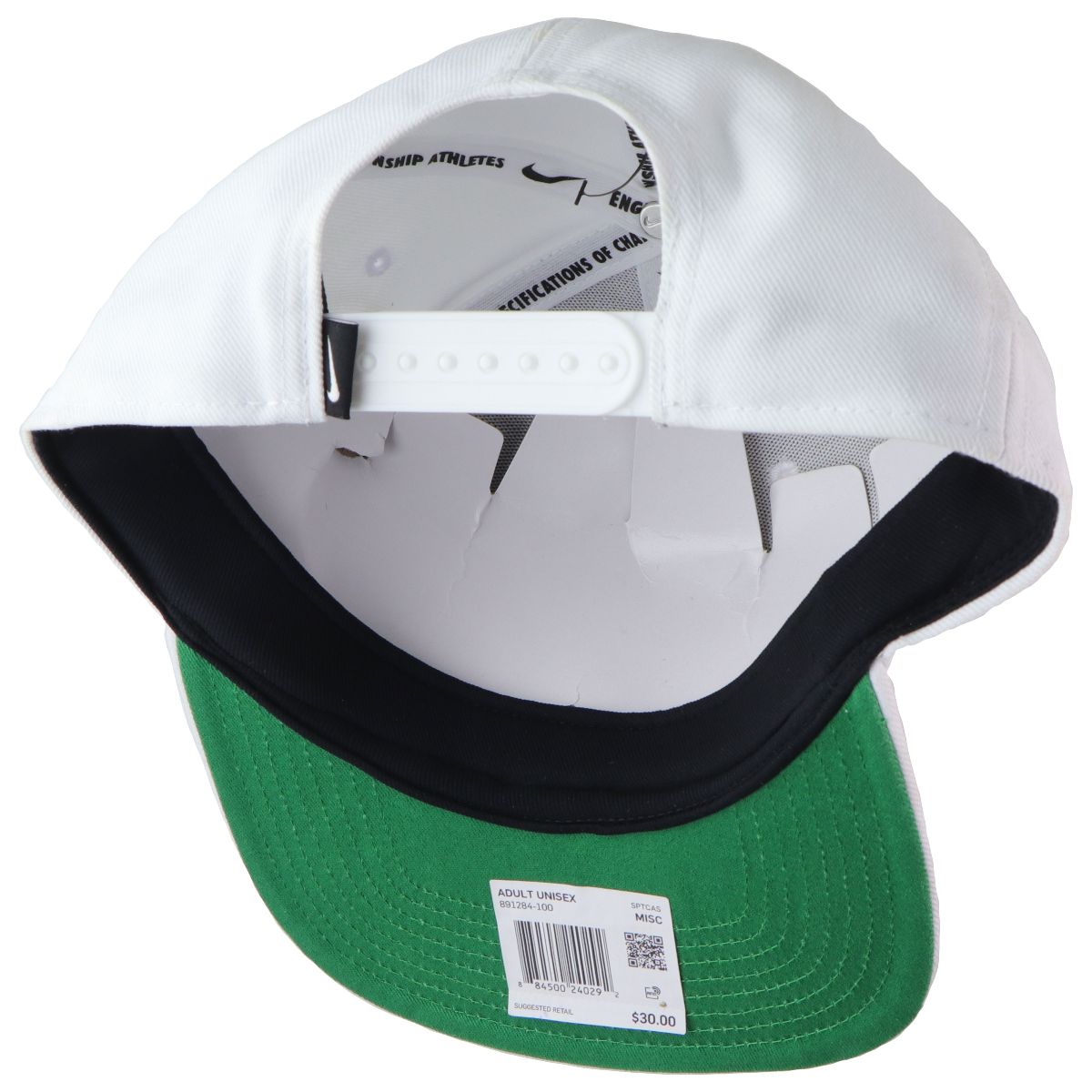 Nike Pro Futura Snapback Hat - ONE SIZE - White/Pine Green/Black (891284-100) Unisex Accessories - Hats Nike - Simple Cell Bulk Wholesale Pricing - USA Seller