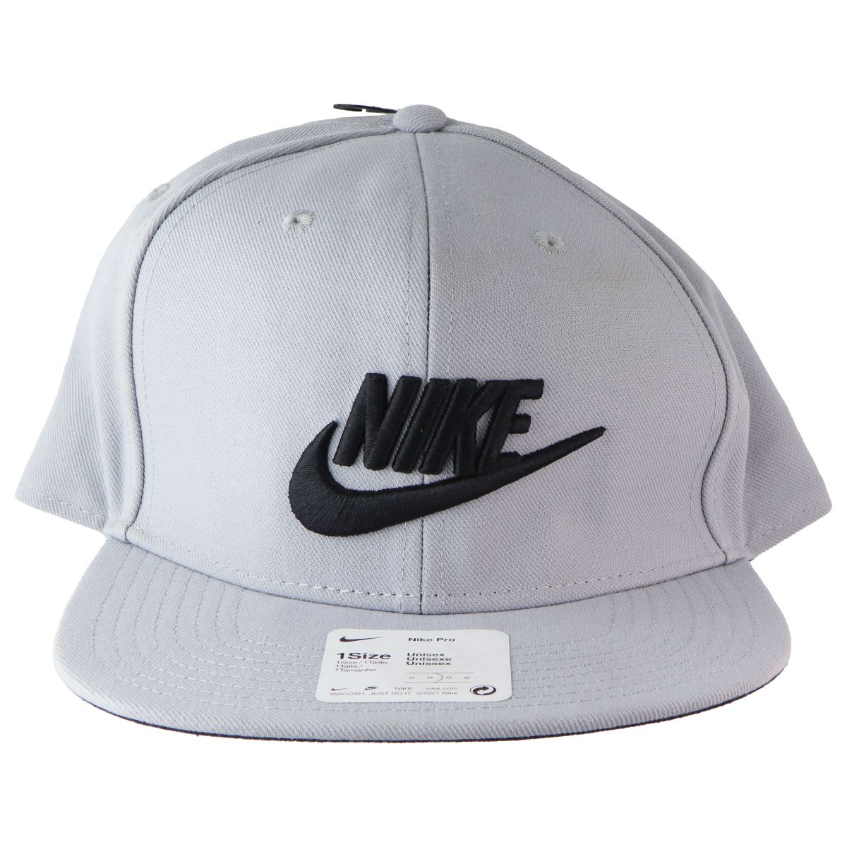 Nike Pro Futura Snapback Hat - ONE SIZE - Gray/Black (891284-077) Unisex Accessories - Hats Nike - Simple Cell Bulk Wholesale Pricing - USA Seller