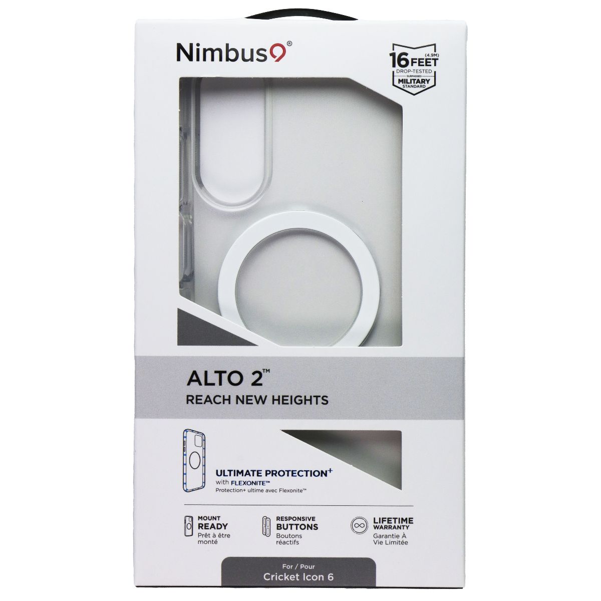 Nimbus9 Alto 2 Case with Magnetic Ring for Cricket Icon 6 - Clear Cell Phone - Cases, Covers & Skins Nimbus9 - Simple Cell Bulk Wholesale Pricing - USA Seller