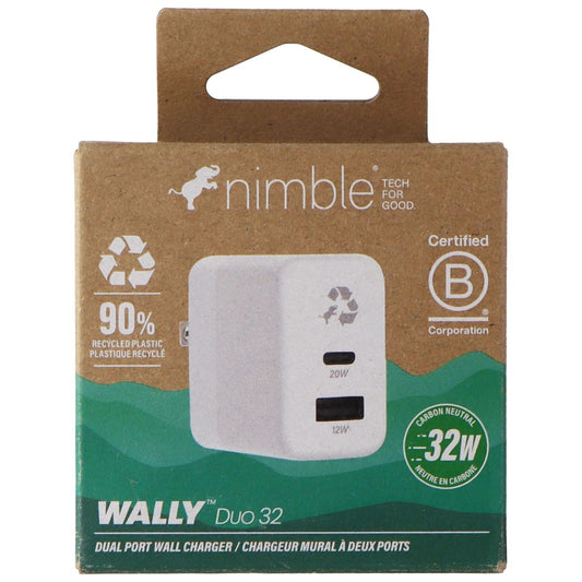 Nimble Wally Duo (32W) Dual-Port (USB-C and USB-A) Wall Charger - Polar White Cell Phone - Chargers & Cradles Nimble    - Simple Cell Bulk Wholesale Pricing - USA Seller
