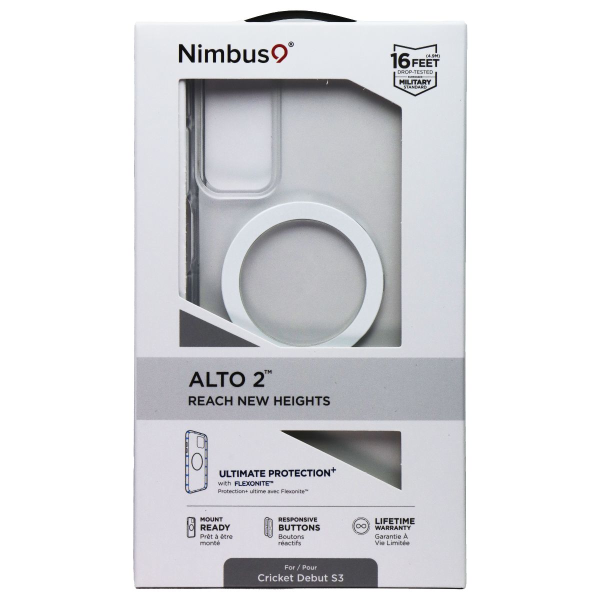 Nimbus9 Alto 2 Case with Magnetic Ring for Cricket Debut S3 - Clear Cell Phone - Cases, Covers & Skins Nimbus9 - Simple Cell Bulk Wholesale Pricing - USA Seller