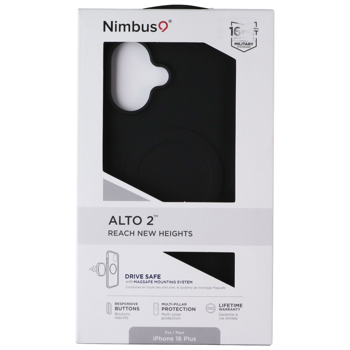 Nimbus9 Alto 2 Series Case for MagSafe for Apple iPhone 16 Plus - Black Cell Phone - Cases, Covers & Skins Nimbus9 - Simple Cell Bulk Wholesale Pricing - USA Seller