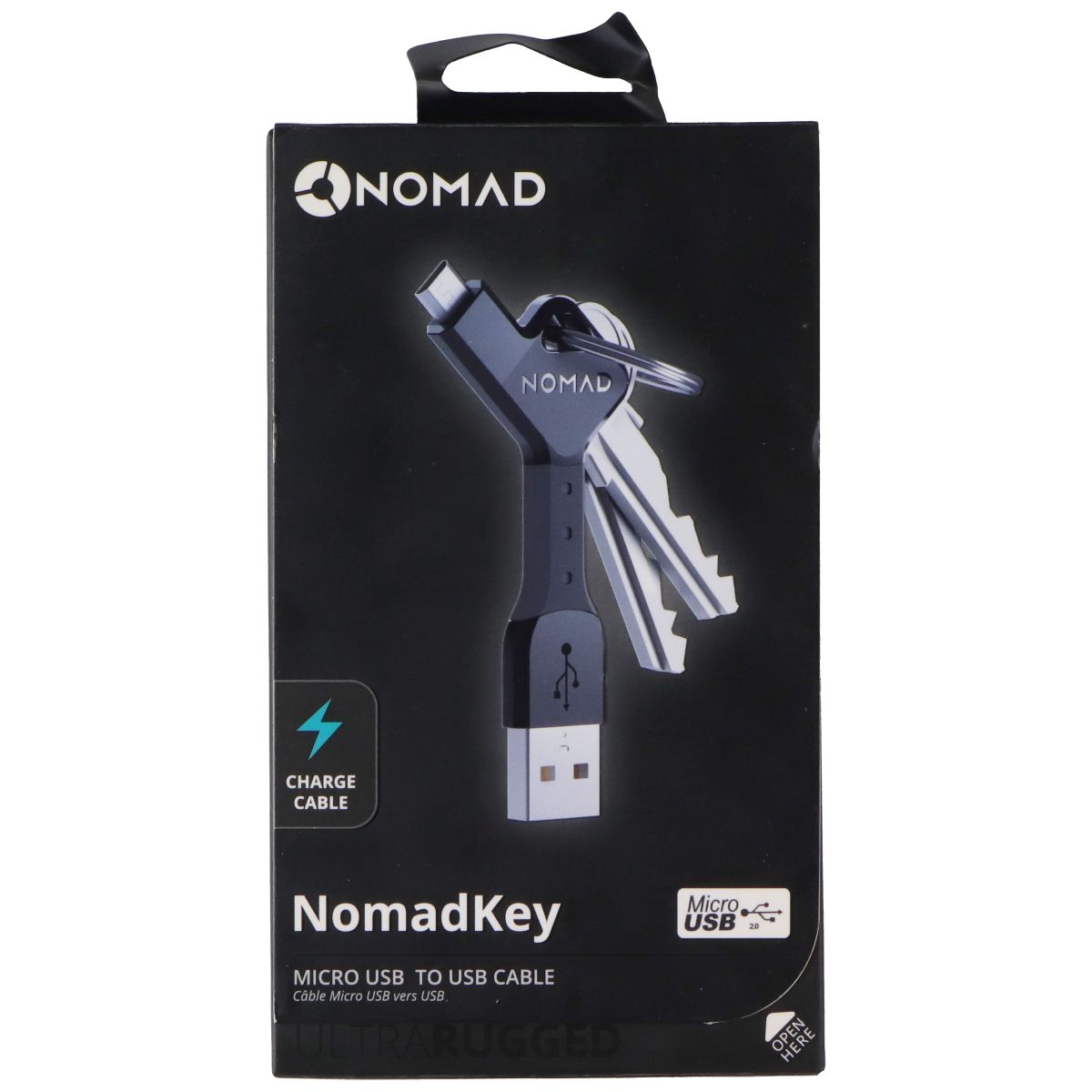 Nomad Key - Micro USB to USB-A Charge Cable Keychain - Black