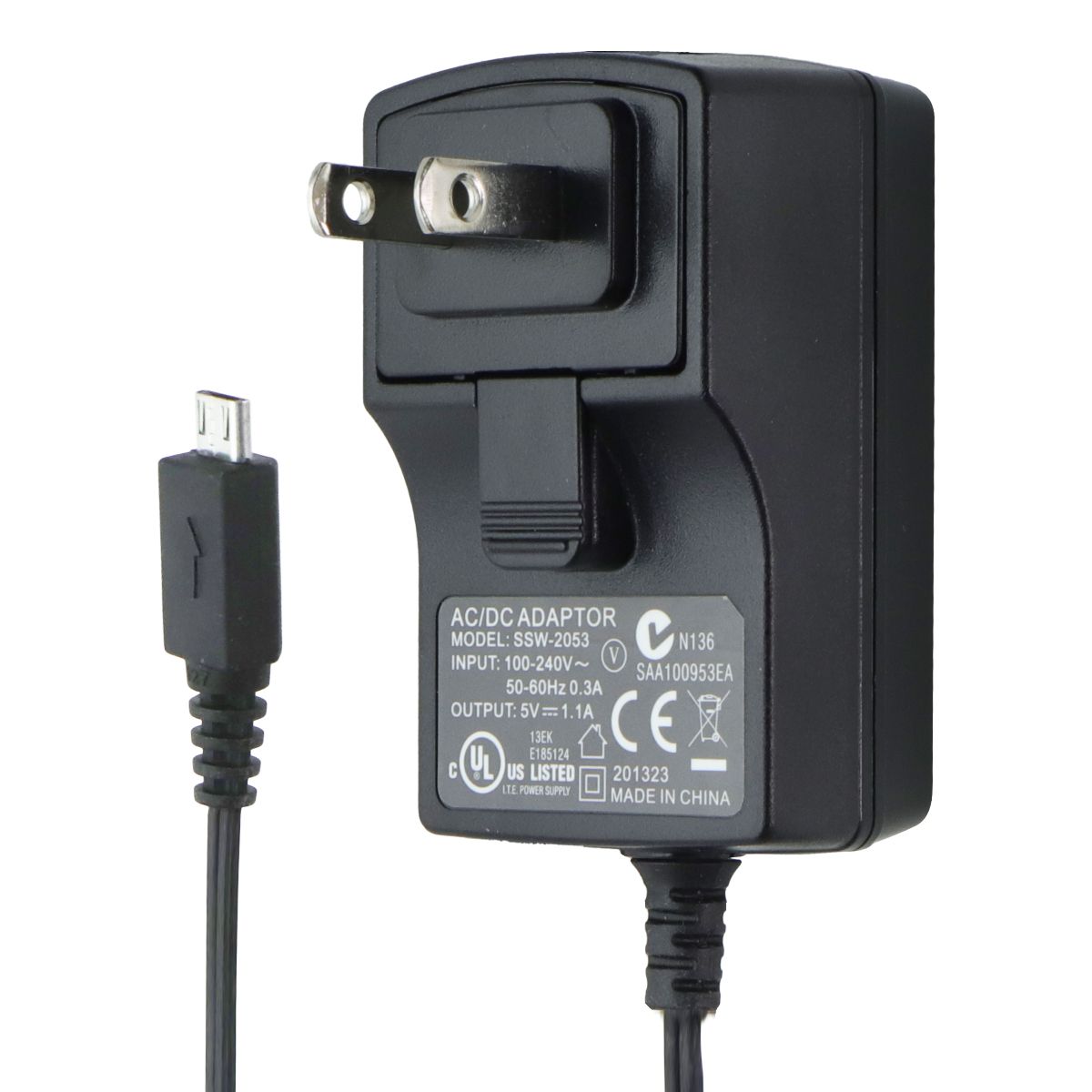 Unbranded (SSW - 2053) 5V 1.1A Wall Charger for Micro USB Devices - Black Cell Phone - Cables & Adapters Unbranded - Simple Cell Bulk Wholesale Pricing - USA Seller