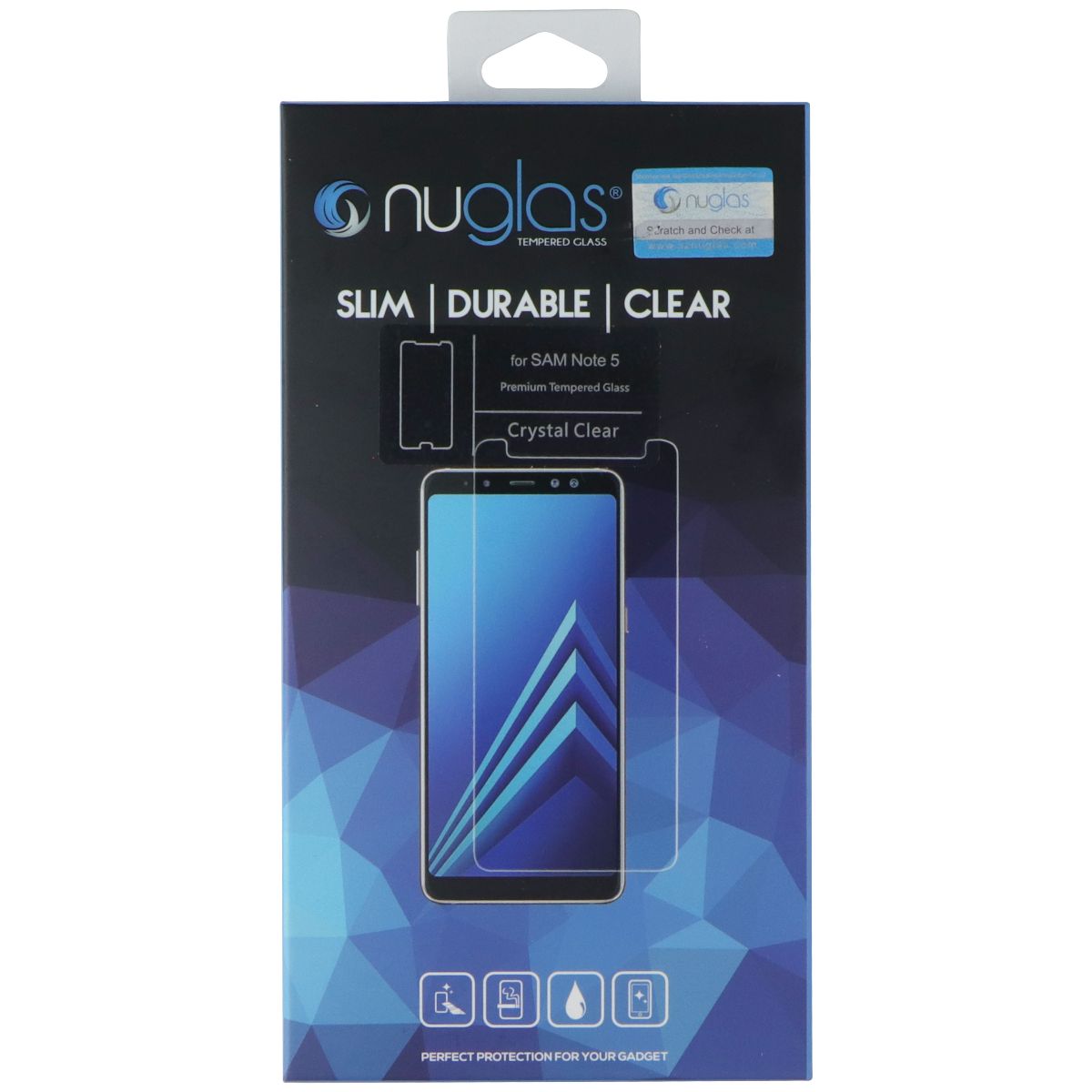 Nuglas Slim Tempered Glass for Samsung Note 5 - Crystal Clear Cell Phone - Screen Protectors Nuglas - Simple Cell Bulk Wholesale Pricing - USA Seller