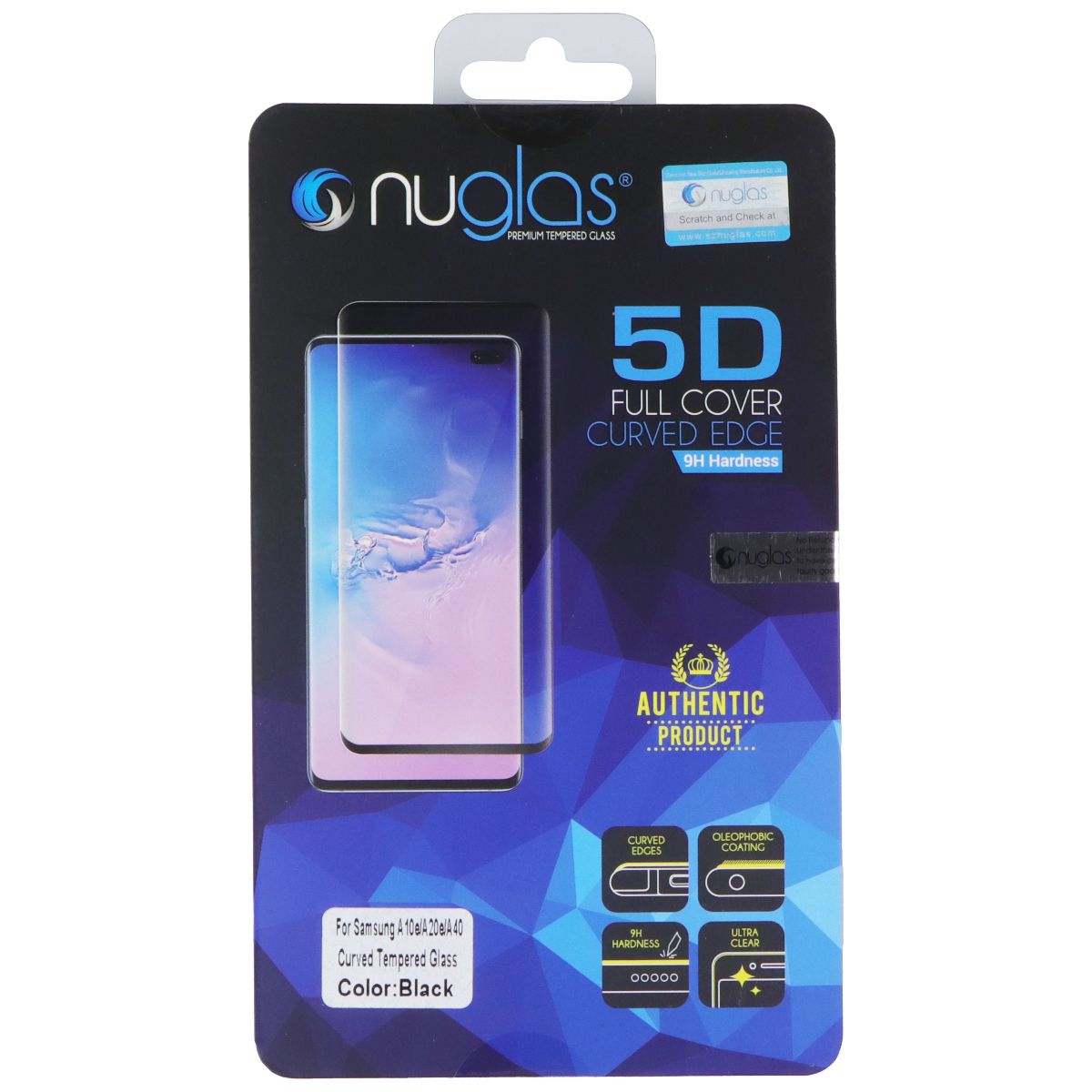 Nuglas 5G Full Cover Curved Edge Tempered Glass for Samsung A10e/A20e/A40 Cell Phone - Screen Protectors Nuglas - Simple Cell Bulk Wholesale Pricing - USA Seller