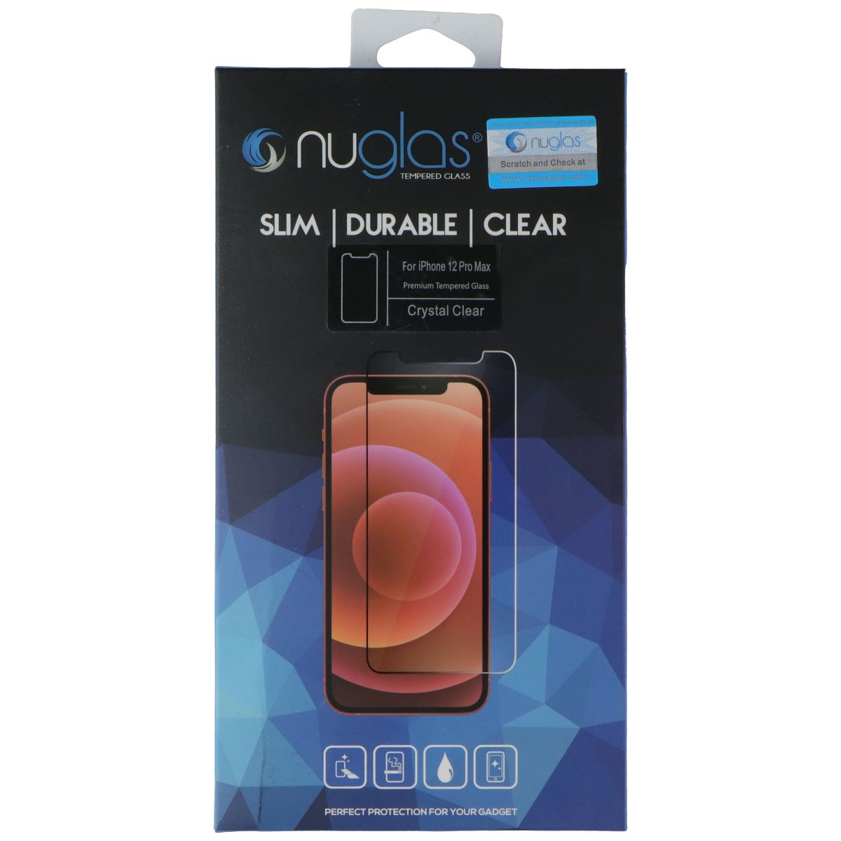 Nuglas Crystal Clear Tempered Glass for Apple iPhone 12 Pro Max - Clear Cell Phone - Screen Protectors Nuglas - Simple Cell Bulk Wholesale Pricing - USA Seller