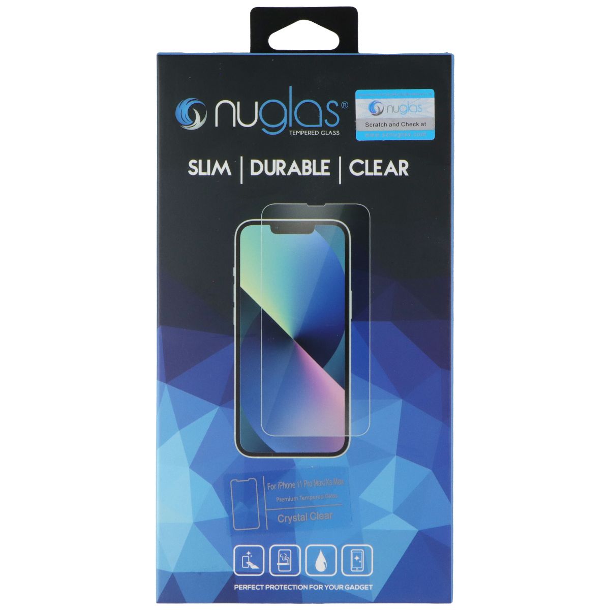 Nuglas Crystal Clear Tempered Glass for Apple iPhone 11 Pro Max/XS Max - Clear Cell Phone - Screen Protectors Nuglas - Simple Cell Bulk Wholesale Pricing - USA Seller