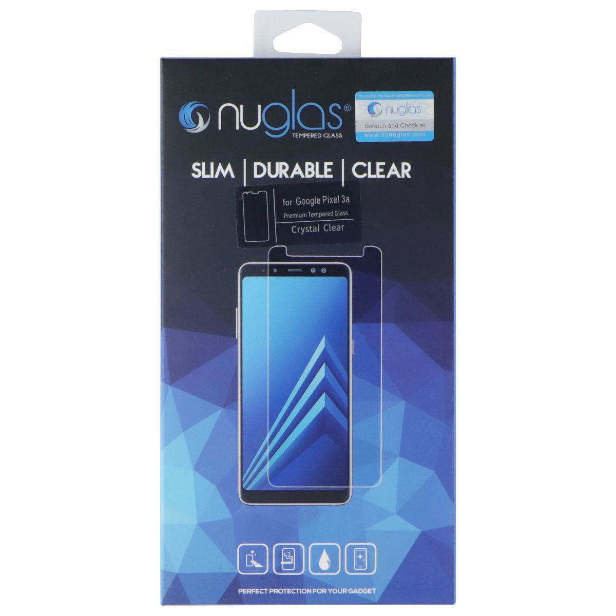 Nuglas Crystal Clear Premium Tempered Glass for Google Pixel 3a - Clear Cell Phone - Screen Protectors Nuglas - Simple Cell Bulk Wholesale Pricing - USA Seller