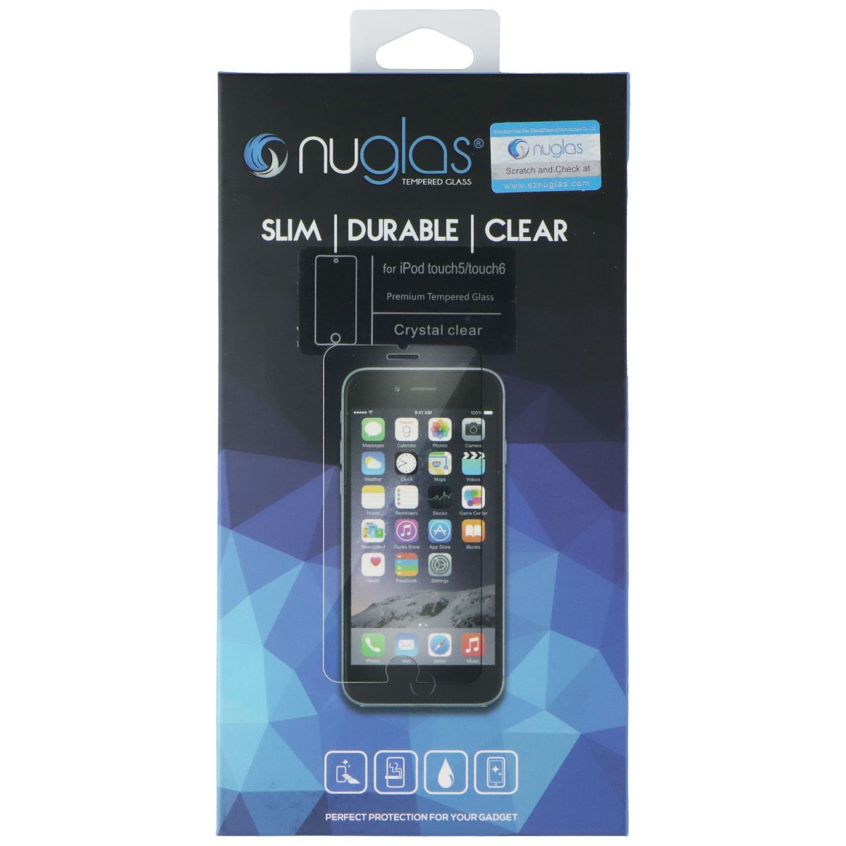 Nuglas Crystal Clear Tempered Glass Screen Protector for iPod Touch 5/6 - Clear Cell Phone - Screen Protectors Nuglas - Simple Cell Bulk Wholesale Pricing - USA Seller