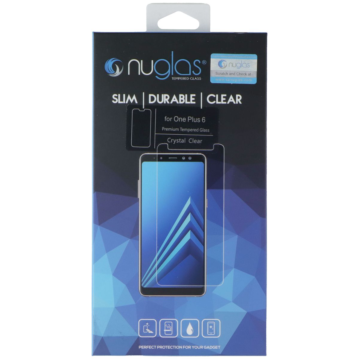 Nuglas Crystal Clear Premium Tempered Glass for OnePlus 6 - Clear Cell Phone - Screen Protectors Nuglas - Simple Cell Bulk Wholesale Pricing - USA Seller