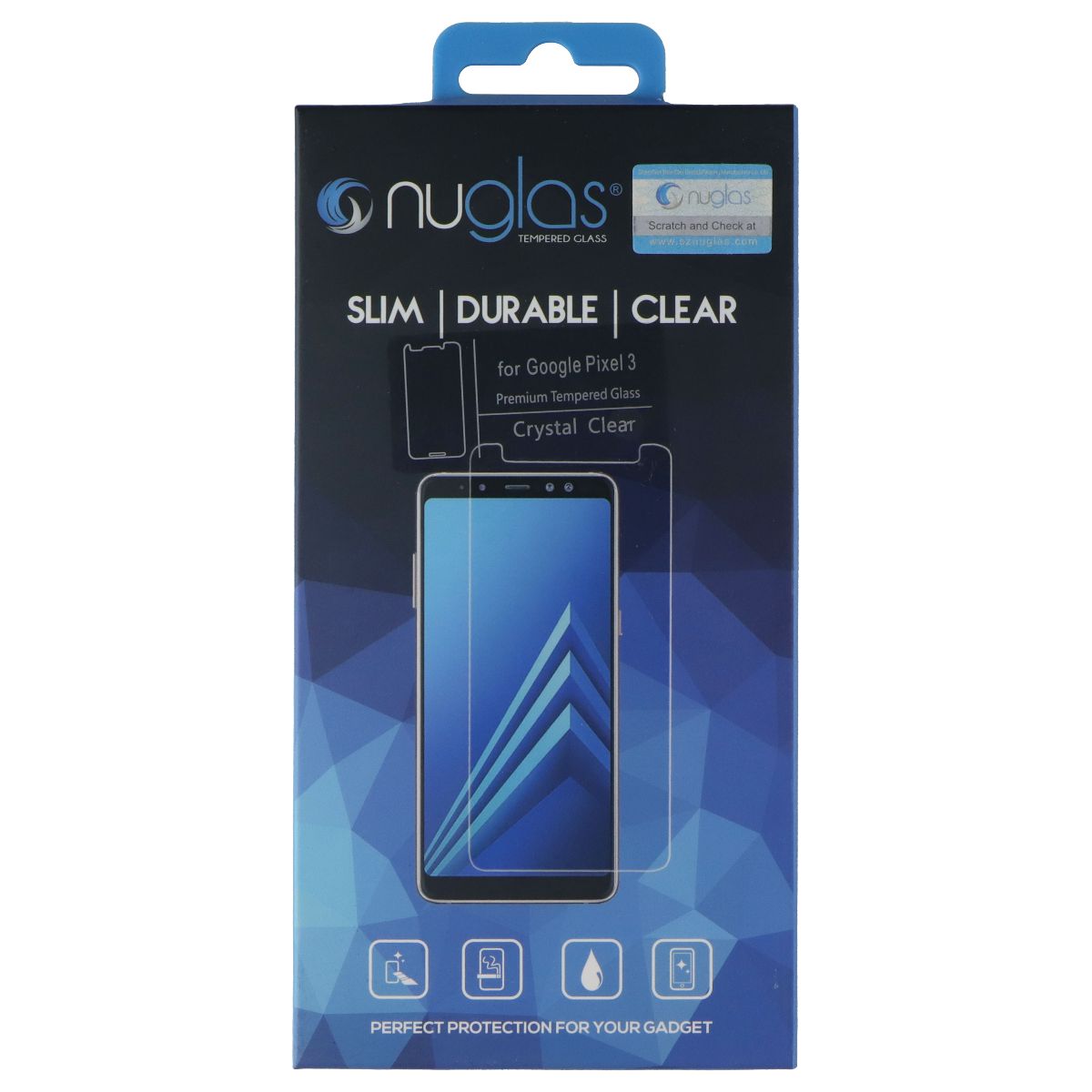 Nuglas Crystal Clear Premium Tempered Glass for Google Pixel 3 - Clear Cell Phone - Screen Protectors Nuglas - Simple Cell Bulk Wholesale Pricing - USA Seller