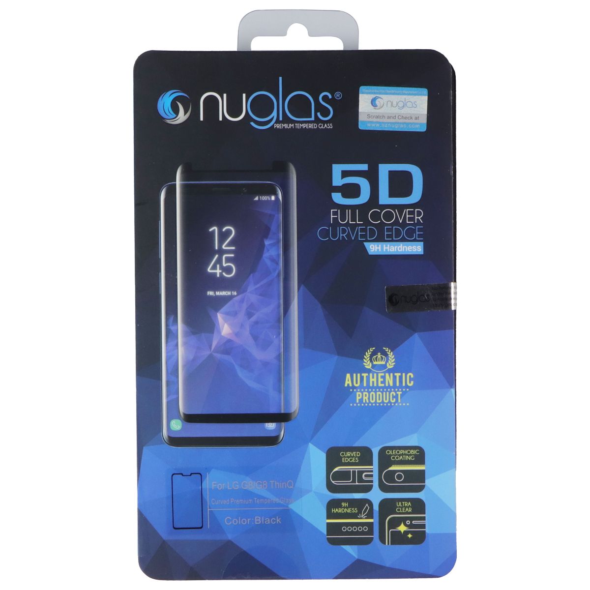 Nuglas 5D Full Cover Curved Edge Tempered Glass for LG G8/G8 ThinQ - Black Cell Phone - Screen Protectors Nuglas - Simple Cell Bulk Wholesale Pricing - USA Seller