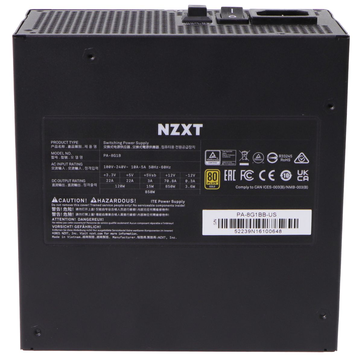 NZXT C850 Gold Modular ATX PSU (2022) Gaming Power Supply - Black Computer Parts - Power Supplies NZXT    - Simple Cell Bulk Wholesale Pricing - USA Seller