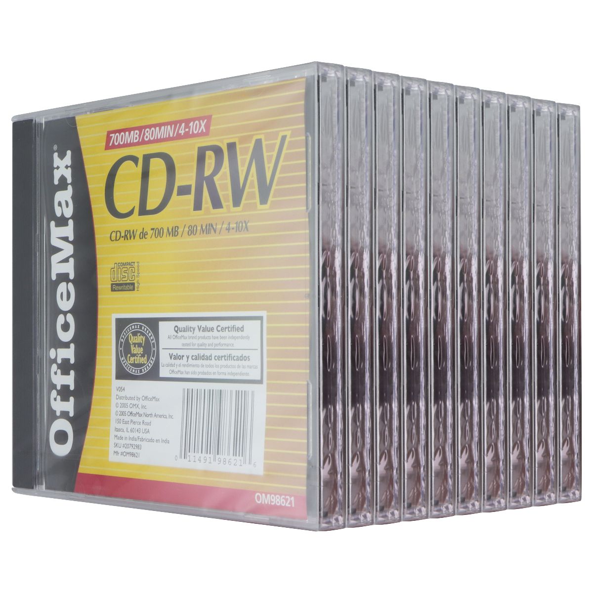 OfficeMax CD-RW (10-Pack) Blank Disc Rewritable with Case 700MB/80 Min/4-10x Digital Storage - CD, DVD & Blu - ray Discs OfficeMax - Simple Cell Bulk Wholesale Pricing - USA Seller