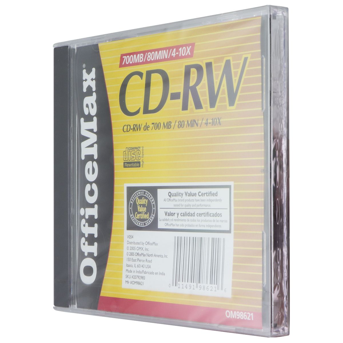 OfficeMax CD-RW (10-Pack) Blank Disc Rewritable with Case 700MB/80 Min/4-10x Digital Storage - CD, DVD & Blu - ray Discs OfficeMax - Simple Cell Bulk Wholesale Pricing - USA Seller