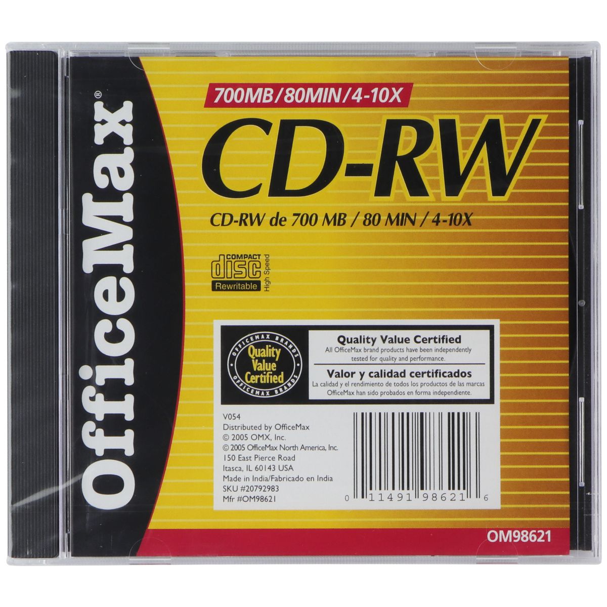 OfficeMax CD-RW (10-Pack) Blank Disc Rewritable with Case 700MB/80 Min/4-10x Digital Storage - CD, DVD & Blu - ray Discs OfficeMax - Simple Cell Bulk Wholesale Pricing - USA Seller