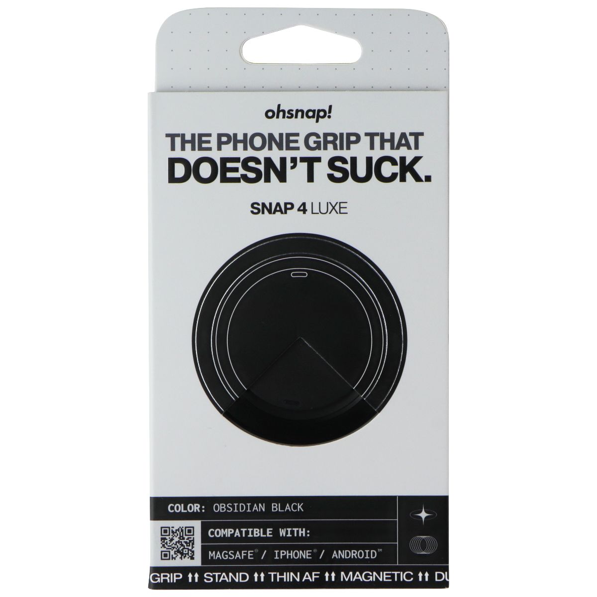 ohsnap! SNAP 4 LUXE Series Magnetic & MagSafe Phone Grip/Stand - Obsidian Black Cell Phone - Mounts & Holders ohsnap! - Simple Cell Bulk Wholesale Pricing - USA Seller