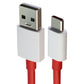 OnePlus (3.3-Foot) 1m USB to USB-C Charge and Sync Warp Cable - Red/White (D287) Cell Phone - Cables & Adapters OnePlus - Simple Cell Bulk Wholesale Pricing - USA Seller