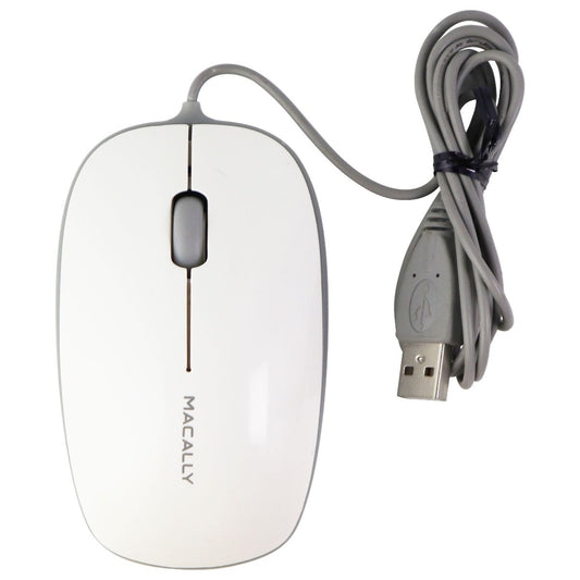 Macally Wired USB Optical Bumper Mouse for Windows PC & More - White/Gray Keyboards/Mice - Mice, Trackballs & Touchpads Macally    - Simple Cell Bulk Wholesale Pricing - USA Seller