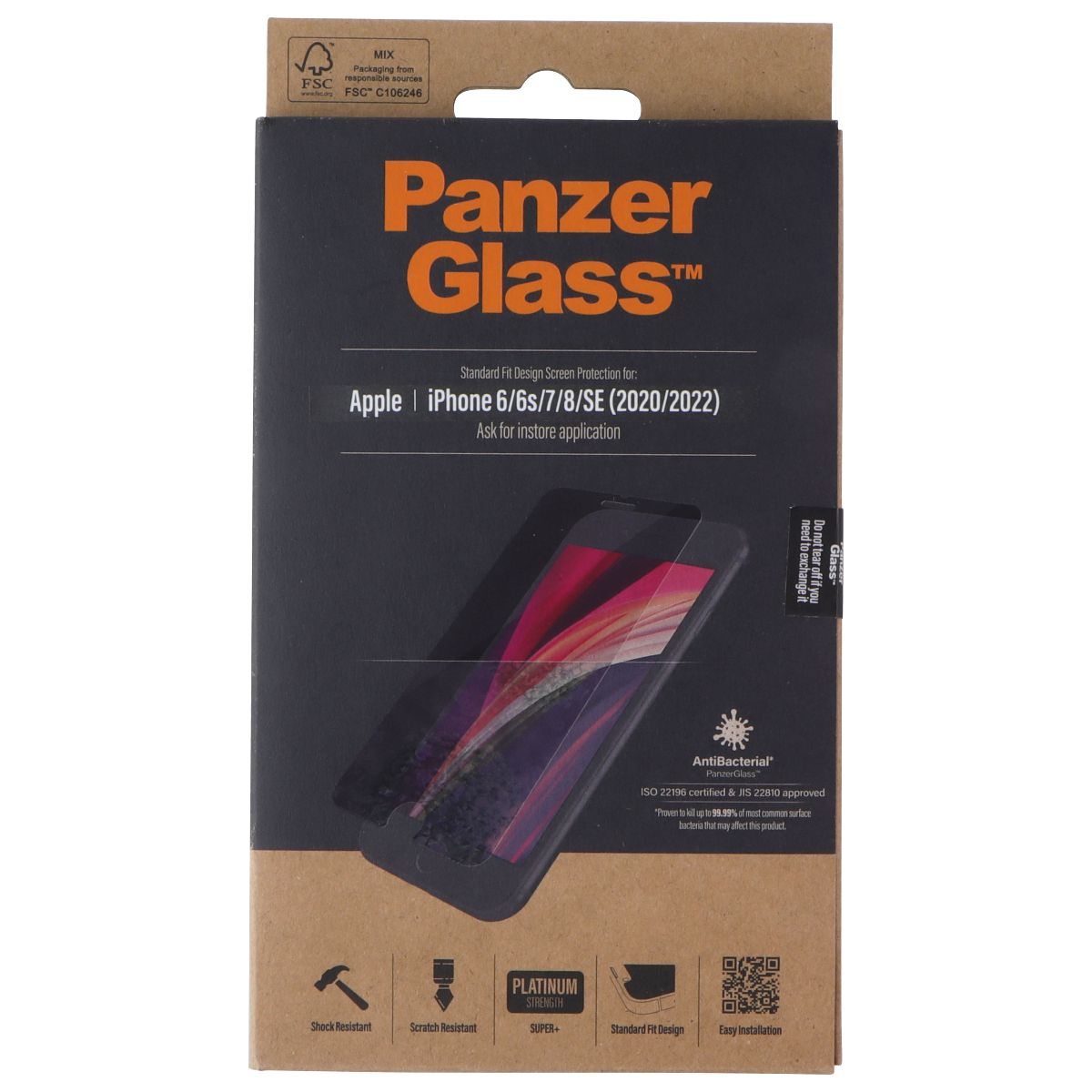PanzerGlass Screen Protector for Apple iPhone 6/6s/7/8/SE (2020/2022) Cell Phone - Screen Protectors PanzerGlass - Simple Cell Bulk Wholesale Pricing - USA Seller