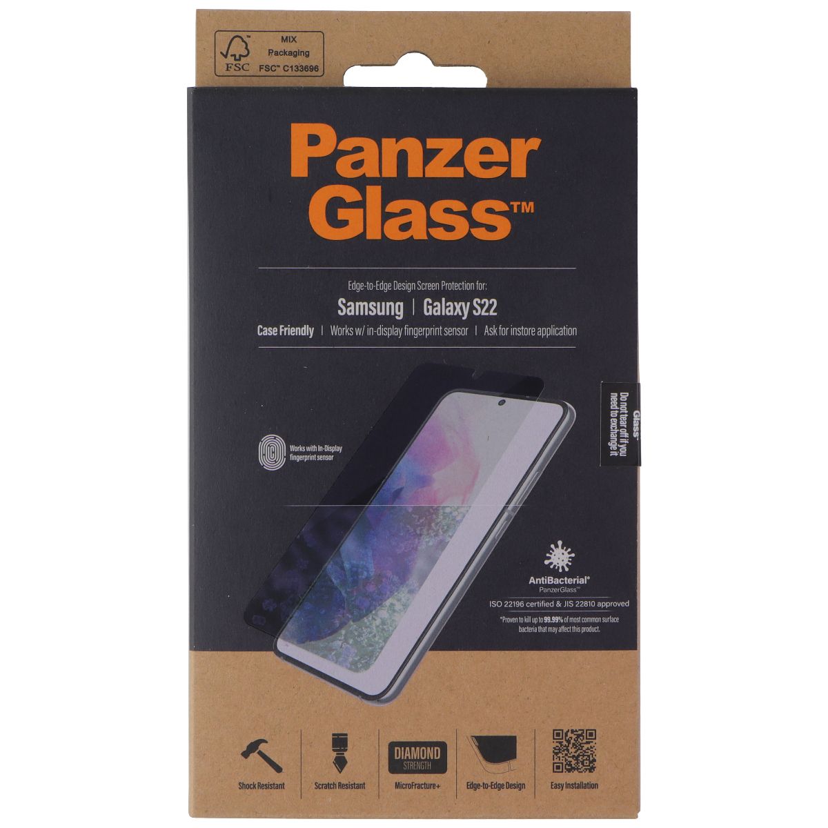 PanzerGlass Screen Protector for Samsung Galaxy S22 Cell Phone - Screen Protectors PanzerGlass - Simple Cell Bulk Wholesale Pricing - USA Seller