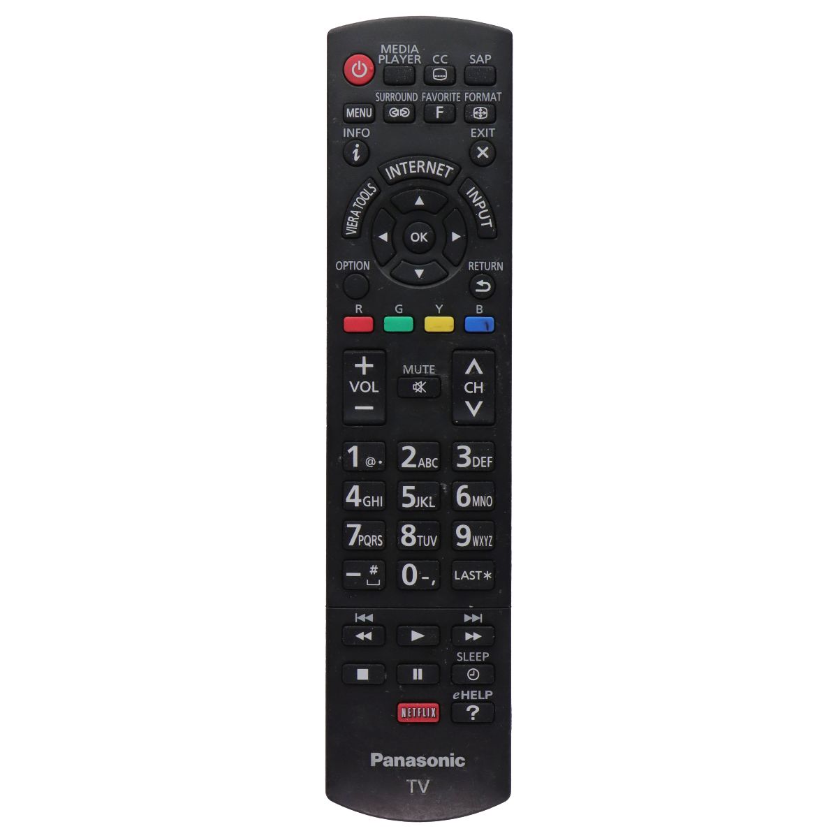 Panasonic TV Remote Control (N2QAYB000827) - Black TV, Video & Audio Accessories - Remote Controls Panasonic - Simple Cell Bulk Wholesale Pricing - USA Seller