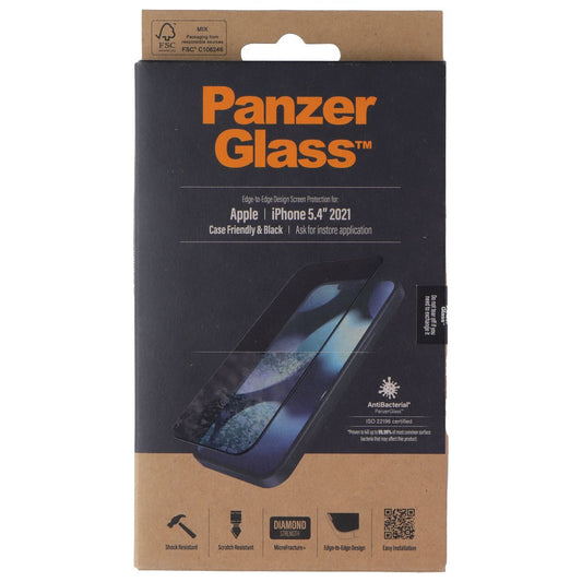 PanzerGlass Case Friendly Screen Protector for iPhone 13 mini - Black Trim Cell Phone - Screen Protectors PanzerGlass - Simple Cell Bulk Wholesale Pricing - USA Seller