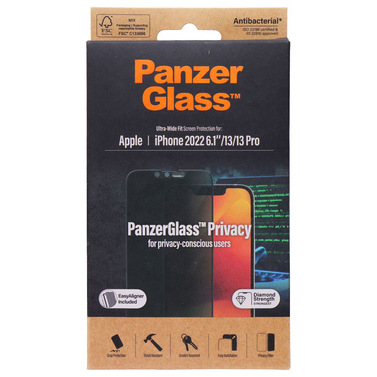 PanzerGlass Ultra-Wide Privacy Screen Protector for Apple iPhone 14/13/13 Pro Cell Phone - Screen Protectors PanzerGlass - Simple Cell Bulk Wholesale Pricing - USA Seller