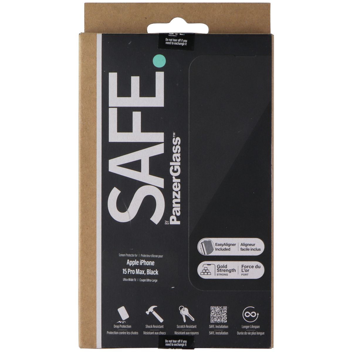 SAFE. by PanzerGlass Screen Protector for Apple iPhone 15 Pro Max - Black Cell Phone - Screen Protectors PanzerGlass    - Simple Cell Bulk Wholesale Pricing - USA Seller