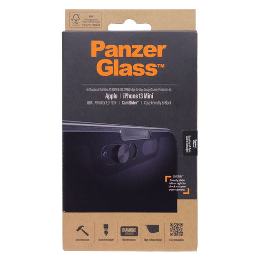 PanzerGlass Dual Privacy Screen Protector w/CamSlider for Apple iPhone 13 mini Cell Phone - Screen Protectors PanzerGlass - Simple Cell Bulk Wholesale Pricing - USA Seller