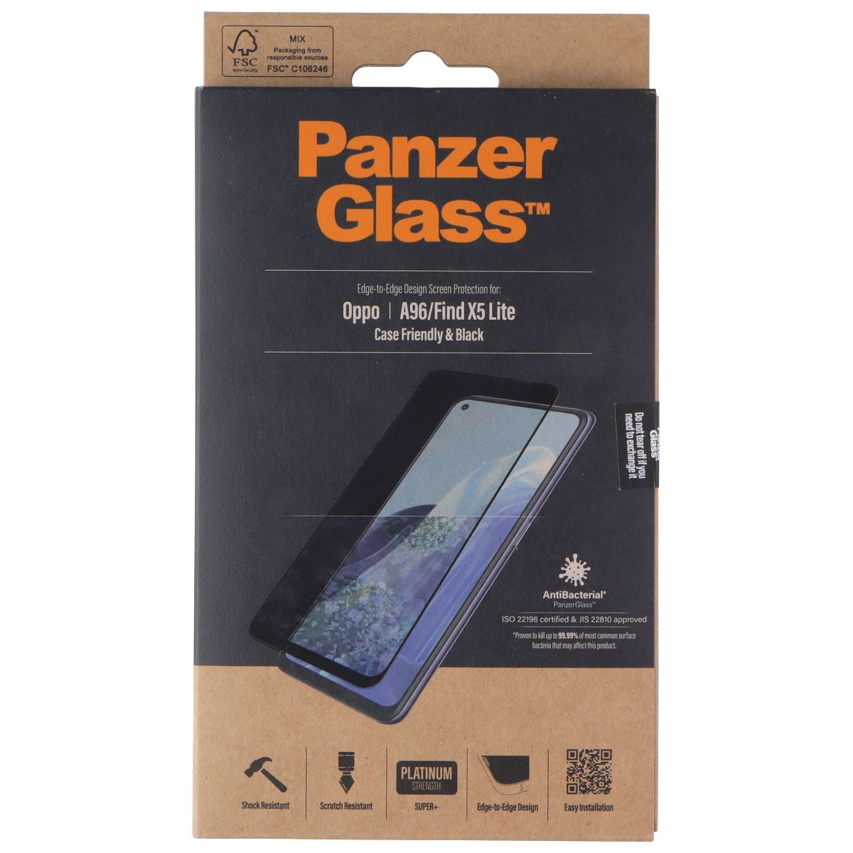 PanzerGlass Edge-to-Edge Screen Protector for OPPO A96/FIND X5 Lite - Black Cell Phone - Screen Protectors PanzerGlass - Simple Cell Bulk Wholesale Pricing - USA Seller
