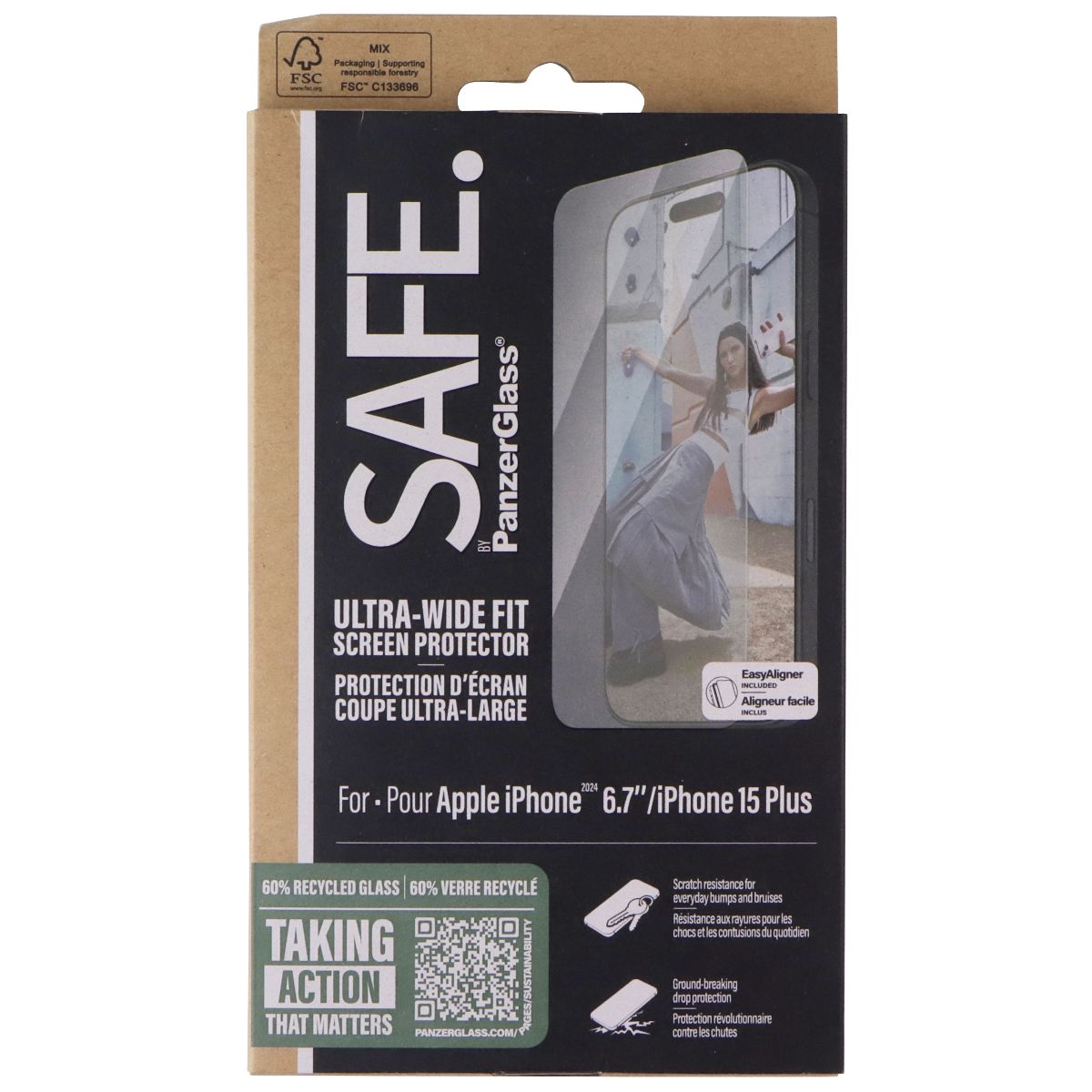 PanzerGlass SAFE. Screen Protector for Apple iPhone 16 Plus / iPhone 15 Plus Cell Phone - Screen Protectors PanzerGlass - Simple Cell Bulk Wholesale Pricing - USA Seller